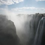 Victoria Falls with spray cloud