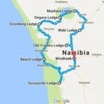 Luxury Namibia Safari guided round trip Route Map